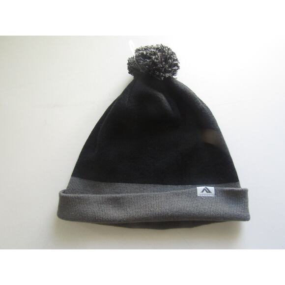 Coca Cola Knit Beanie Hat Black Gray Cuffed Pom Winter Cap One Size - Picture 2 of 5